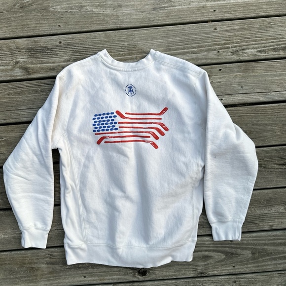Hockey With‎ Flag Barstool Sports White Crewneck Sweater - Picture 4 of 4